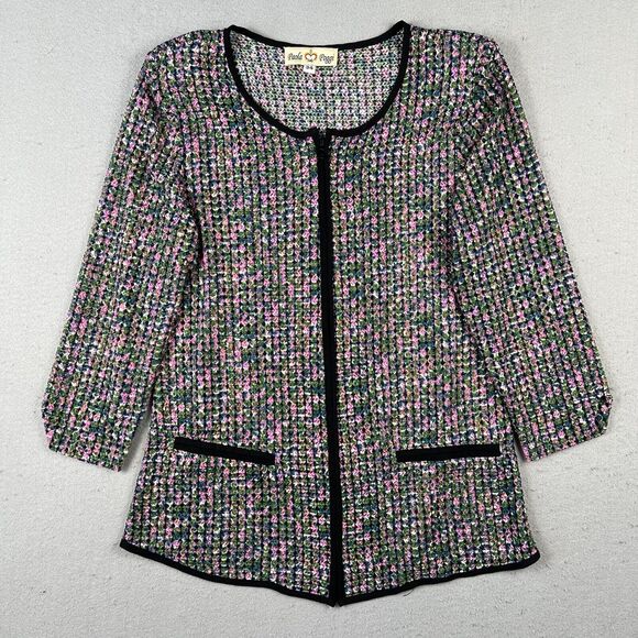 Paola Poggi Italy Knit Jacket Women’s 34 Multicolor Long Sleeve Round Neck - Picture 1 of 16
